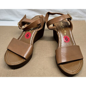 Mariella Sandals Made in Italy Leather Size 6 Wedges 3" heel